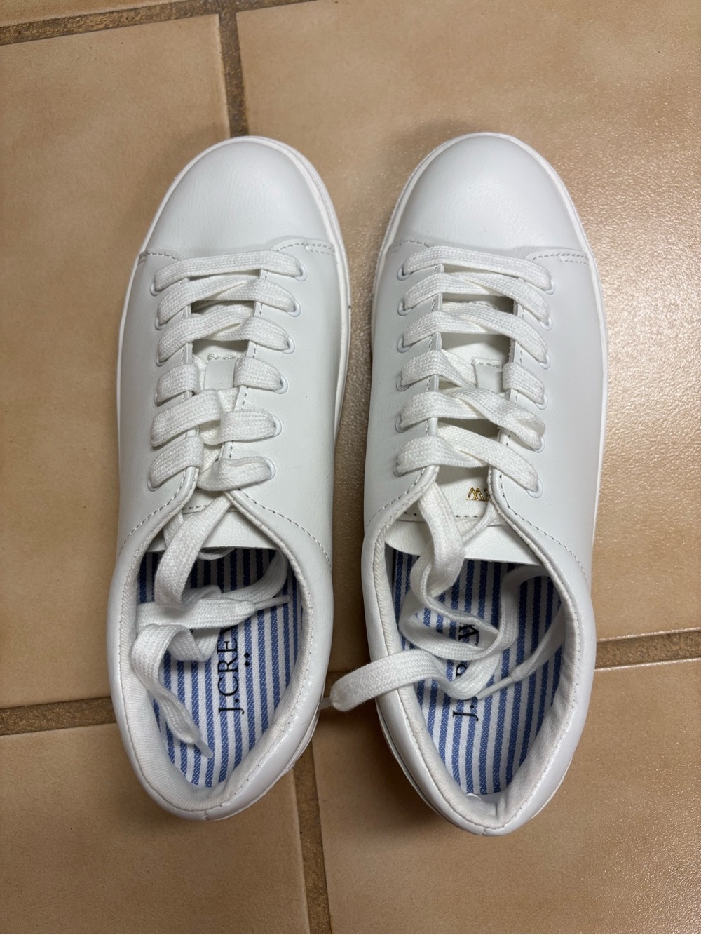 J. Crew Women's White Low-Top Leather Sneakers